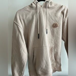 Moncler Beige Crewneck Hoodie with Logo Patch
